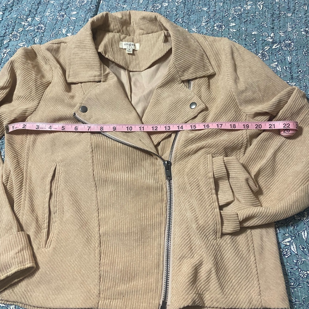 Umgee Taupe Corduroy Moto Jacket - Picture 3 of 8